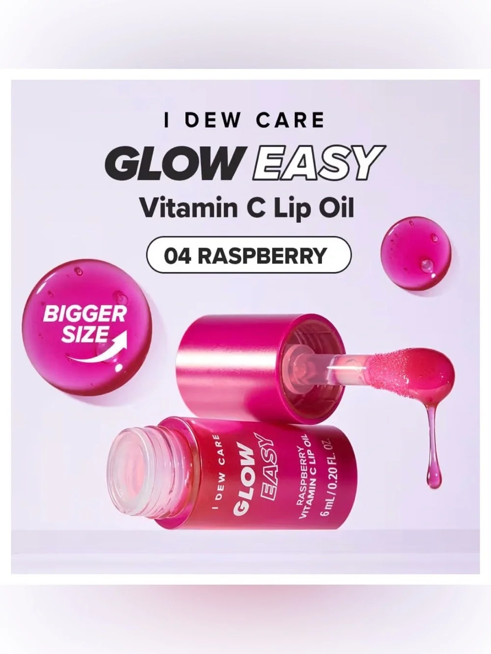 I DEW CARE Glow Easy Raspberry Vitamin C Lip Oil NWT